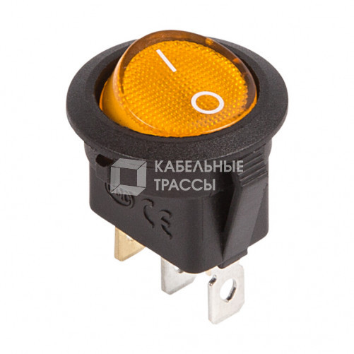 Выключатель клавишный круглый 12V 20А (3с) ON-OFF желтый с подсветкой | 36-2587 | REXANT