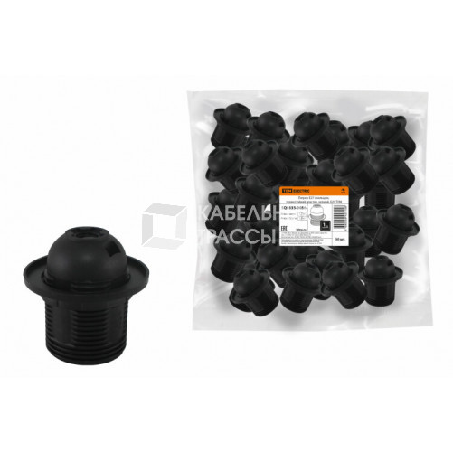 Патрон Е27 с кольцом, термостойкий пластик, черный, Б/Н | SQ0335-0056 | TDM