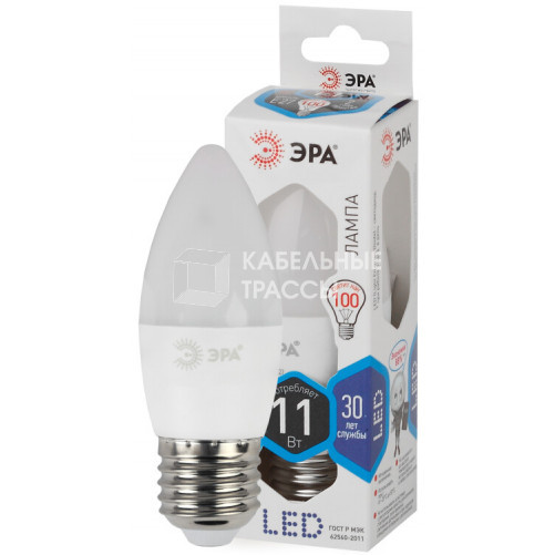 Лампа светодиодная LED 11Вт Е27 4000К smd B35-11w-840-E27 | Б0032983 | ЭРА
