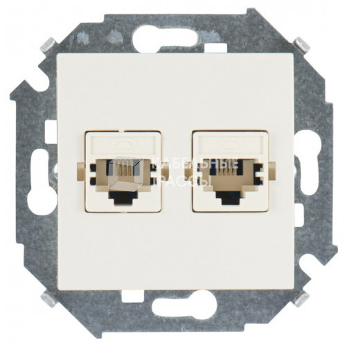 Simon 15 Сл. кость Розетка телефонная двойная RJ11, винт. зажим | 1591589-031 | Simon