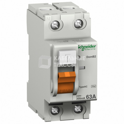 Выключатель дифференциальный (УЗО) ВД63 2п 63А 30мА тип AC | 11455 | Schneider Electric