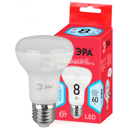 Лампа светодиодная RED LINE ECO LED R63-8W-840-E27 Е27 / Е27 8Вт рефлектор нейтральный белый свет | Б0050299 | ЭРА