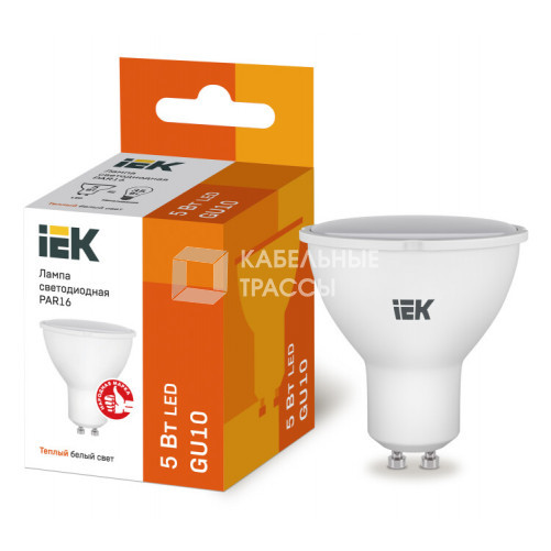 Лампа светодиодная LED 5Вт GU10 220В 3000К PAR16 софит | LLE-PAR16-5-230-30-GU10 | IEK