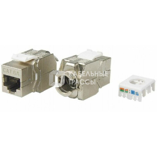 KJ8-8P8C-C6A-180-TLS-SH-F-WH Вставка Keystone Jack RJ-45(8P8C), категория 6a (10G), экранир., тип 180 градусов, Toolless, белая | 426184 | Hyperline