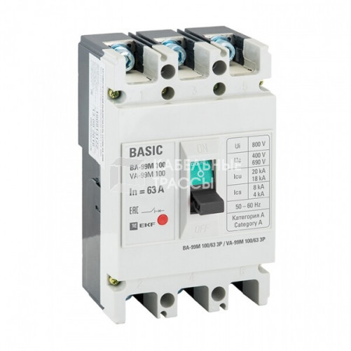 Выключатель автоматический ВА-99М 100/32А 3P 35кА с электромагнитным расцепителем EKF PROxima | mccb99-100-32m-ma | EKF