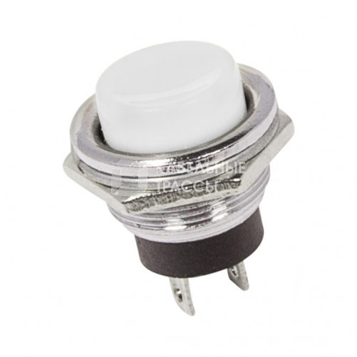 Выключатель-кнопка металл 250V 2А (2с) (ON)-OFF ?16.2 белая | 36-3355 | REXANT