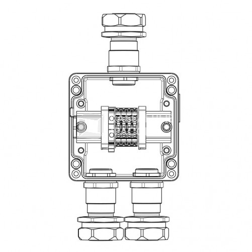 Взрывозащищенная клеммная коробка из алюминия TBE-A-12-(4xCBC.4-1xTEO.4)-2xKAEPM3MHK-26(A)-1xKAEPM3MHK-26(C)1Ex e IIC Т5 Gb / Ex tbIIIC T95°C Db IP66