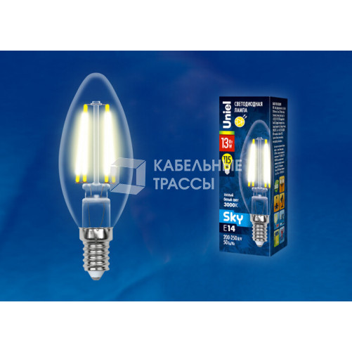 Лампа светодиодная LED-C35-13W/3000K/E14/CL PLS02WH LED. 