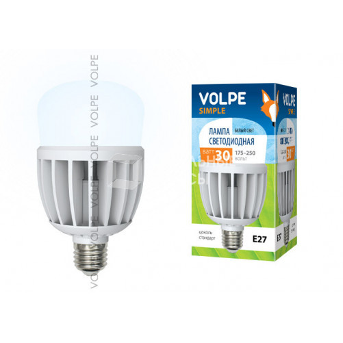 Лампа светодиодная LED-M80-30W/NW/E27/FR/S LED мат., корпус термопластик, 4000К Серия Simple | 10811 | Volpe