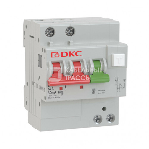 Выключатель автоматический дифференциального тока АВДТ с защитой от сверхтоков YON MDV63-22C20-A (2п, 30mA) 6kA | MDV63-22C20-A | DKC