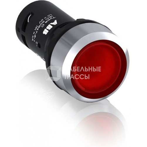 Кнопка с подсветкой CP1-31R-10 красная 24В AC/DC с плоской клавишей без фиксации 1НО, металл.кольцо|1SFA619100R3111| ABB