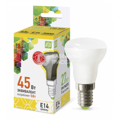 Лампа светодиодная LED-R39-standard 5Вт 230В Е14 3000К 450Лм | 4690612006697 | ASD