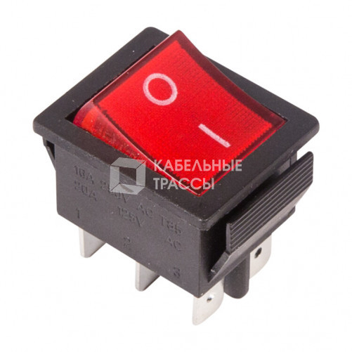 Выключатель клавишный 250V 15А (6с) ON-ON красный с подсветкой | 36-2350 | REXANT