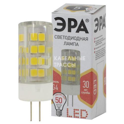 Лампа светодиодная LED 5Вт G4 220В 2700К smd JC капсульная | Б0027857 | ЭРА