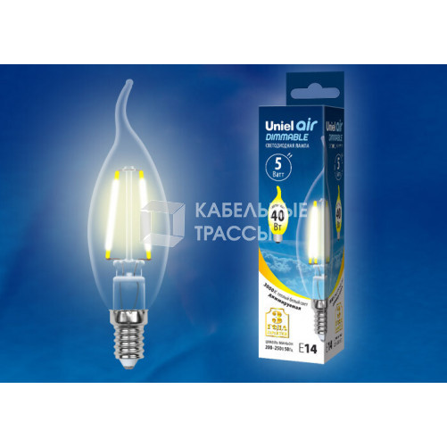 Лампа светодиодная LED-CW35-5W/WW/E14/CL/DIM GLA01TR LED диммируемая. 