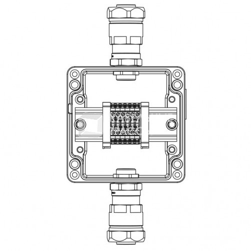 Коробка клеммная Ex из алюминия: 1Ex e IIC Т5 Gb / Ex tb IIIB T95°C DbIP66: Клеммы 2,5 кв.мм. -6 шт. : А, С: ввод D8-13мм под небронированныйкабель в